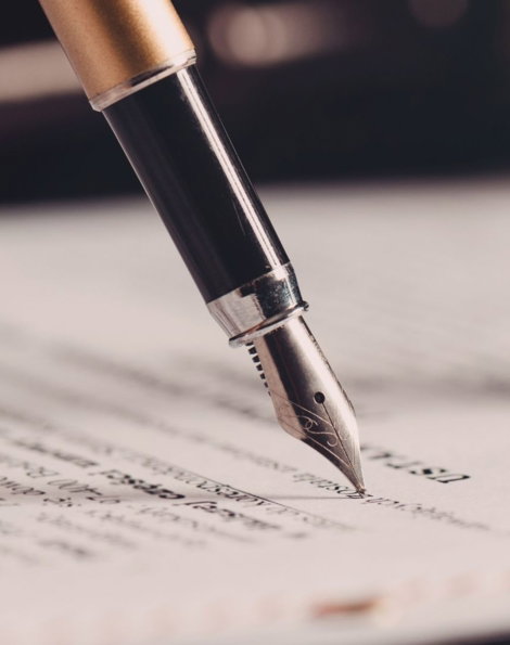 Signing an important document